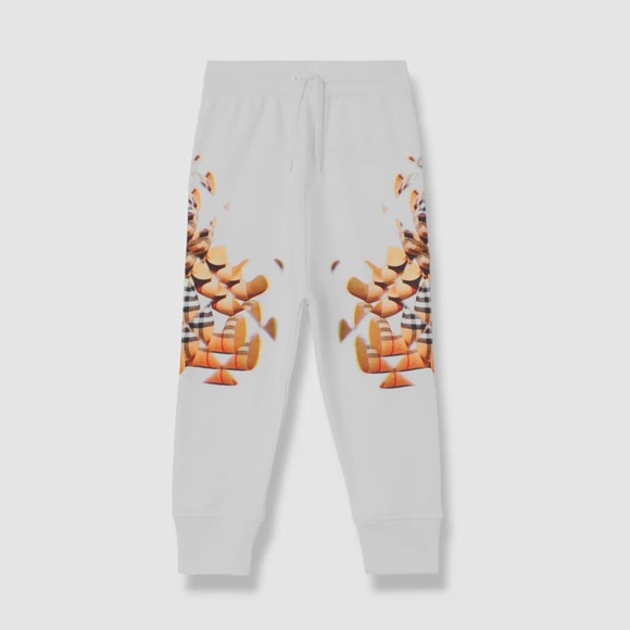 Burberry Kids Girl's White Kaleido Thomas Bear Print Joggers